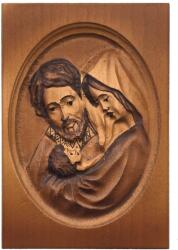  Fából készült Szent Család kép 14 x 10 cm (2523)