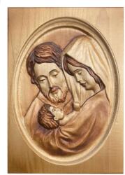  Fából faragott Szent Család kép 25x36cm (565)