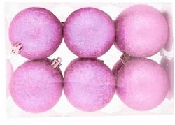 LAALU Karácsonyi dísz - gömb, rózsaszín csillámos, átmérő 4 cm, 12 db (LAU-1995)