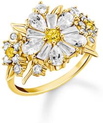 Thomas Sabo TR2335-414-4-56 Cocktailring Blume mit Steinen vergoldet Damen, Femei
