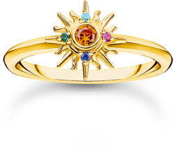 Thomas Sabo TR2458-488-7-54 VGold-plated ring w. sun and colourful stones , Femei