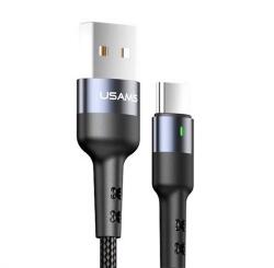 USAMS Cablu de date USAMS U26 (USB - Type-C, 3A, încărcător rapid, 100cm, anti-rupere, indicator LED) NEGRU SJ313TC01 (SJ313USB01/SJ313TC01)