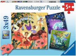 Ravensburger Puzzle pentru copii Ravensburger 3 x 49 piese - Personaje magice (5181) Puzzle