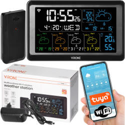 Virone Időjárás Állomás Wifi Hőmérő Higrométer Óra Tuya Alkalmazás (WS-6)