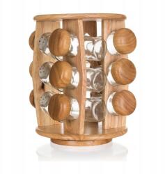 Banquet Brillante fűszertartó készlet, fa állvány, 12 üveg