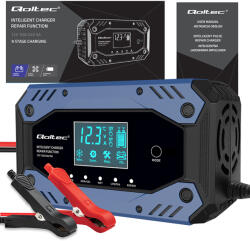 Qoltec Egyenirányító akkumulátor töltő javítási funkcióval 12-24V 10A LCD Erős