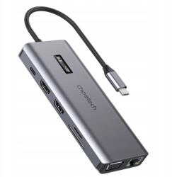 Choetech Hub 12in1 Usb-c Usb-c 4xUSB-A 2xHDMI Vga Aux kártyaolvasó HUB-M26 (6971824978292)