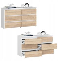 AKORD Komód szekrény CL100 6 fiókos fehér-sonoma Akd (KOMMCL1006SZWEISSSONPK)