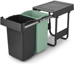 Brabantia Cos de gunoi colectare selectiva Brabantia Sort&Go 1008862, 2x15 L, Montaj intern cu cadru telescopic, Gri/verde (1008862) Cos de gunoi