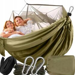 VERK GROUP Kerti Függőágy Kétszemélyes Túlélő Kemping Szúnyoghálóval 260x140cm (HAMAK OGRODOWY DWUOSOBOWY TURYSTYCZNY)
