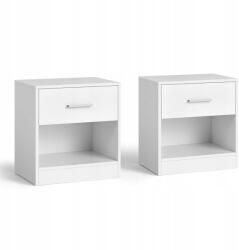 VASAGLE Fehér minimalista 2 db-os éjjeliszekrény szett nyitott rekesszel és fiókkal (LET819T14)