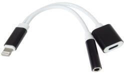 PremiumCord Adaptor audio Lightning - 3.5mm Jack + USB-C pentru încărcare, M/F/F, 0.1m, negru (KIPOD54)