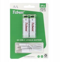 Tcbest Akkumulátor R6 (aa) 1100 mAh Type-C aljzattal Usb A kábel (6954457881825)