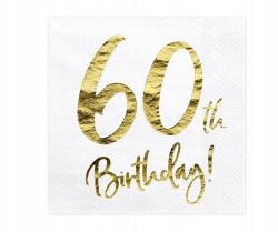PartyDeco Szalvéta Happy 60 Birthday 20 db-os Születésnapi Hatvanas party
