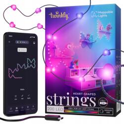 Twinkly Strings Usb Candies 200 Rgb Led, szív, 12m, zöld zsinór, Usb-c (TWKH200RGB-G)