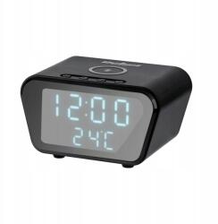 Rebel RB-6303-B digitális ébresztőóra vezeték nélküli töltővel, fekete (RB-6303-B)