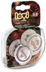 LOVI Lovi, I Love, suzeta dinamica din silicon, 3-6 luni, 2 buc