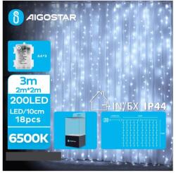 Aigostar B. V. Aigostar-LED Karácsonyi kültéri lánc 200xLED/8 funkció 3xAA 5x2m IP44 hideg fehér B10303K3I (AI1346)
