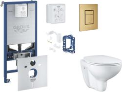 GROHE Rapid SLX - Készlet fali beépítéshez, WC ülőke, SoftClose ülőke, Skate Cosmopolitan gombok és bedobható tabletta készlet, csiszolt Cool Sunrise SANI11BB4141 (SANI11BB4141)