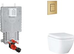 GROHE Uniset - Készlet fali beépítéshez, WC, SoftClose ülőkével és Skate Cosmopolitan gombbal, Triple Vortex, csiszolt Cool Sunrise SANI15BB4106 (SANI15BB4106)