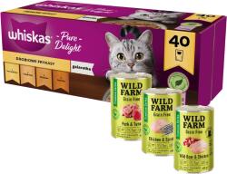 Whiskas WHISKAS Adult tasak 40 x 85 g Baromfi darabok - nedves eledel felnőtt macskáknak zselében (darabok: csirke, pulyka, baromfi, kacsa) + WILD FARM Premium Grain Free 3x400g mix