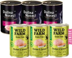 Dolina Noteci Dolina Noteci Premium Junior macskáknak pulykahúsban gazdag 3x400g + WILD FARM Premium Grain Free Chicken and Salmon 3x400g
