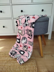  Pihe Puha babatakaró plüss anyagból - cica minta (75x120 cm)