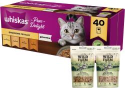 Whiskas WHISKAS Adult tasak 40 x 85g Poultry Treats - nedves eledel felnőtt macskáknak zselében (darabokban: csirke, pulyka, baromfi, kacsa) + WILD FARM 2x50g macskaeledel mix
