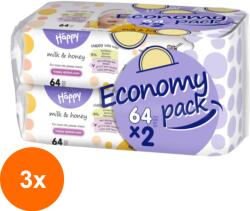 Bella Baby Happy Set 6 x 64 Servetele Umede Lapte si Miere Happy Milk&Honey (ROC-3xBEMSCCO223)