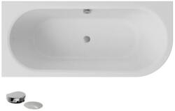 Besco Cada de baie freestanding, dreptunghiulara 160 cm, cu umplere prin preaplin rotund, alba, Besco Avita A-line, stanga WAA-160ALBN (WAA-160ALBN)