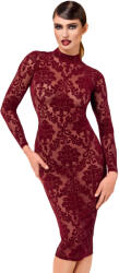 Noir Handmade F384 Kink Royal Midi Dress Burgundy XL