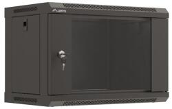 Lanberg WF03-5306-10B 19" 6U SZÉL: 540mm MÉLY: 350mm MAG: 370mm lapraszerelt üvegajtós fekete fali rack szekrény (WF03-5306-10B)
