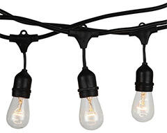 V-TAC E27 foglalatos kerti fényfüzér, IP65, 15 méter, 15 db 4.5W E27 meleg fehér izzóval, fekete kábel ( 3673 + 41258)