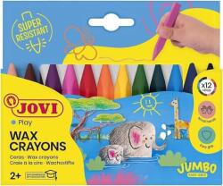 Jovi Jumbo Easy Grip Case Triangular Wax Crayons Creioane cu ceară Culori asortate 12 buc (973/12)