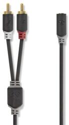 Nedis CABW22255AT02 sztereo audió kábel 2x RCA dugó - 3, 5mm sztereo jack aljzat, Aranyozott, 0, 20m (CABW22255AT02)