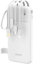 Dudao K11 10000mAh Powerbank beépített kábelekkel - Fehér (K11-White)