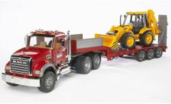 BRUDER MACK Granite alacsony alvázú teherautó JCB 4CX kotrógéppel Ajánlott 3-14 éves korig fiúknak (89227)