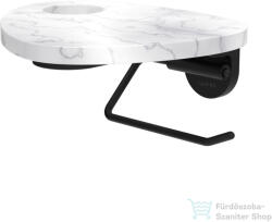 Laufen ADA fali wc papír tartó lyukkal, PVD matt fekete/fehér márvány HF506791515000 (HF506791515000)