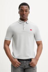 HUGO pamut póló szürke, sima - szürke XL