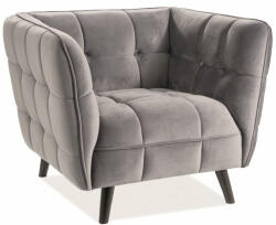 SIGNAL MEBLE Castello Velvet Luxus Fotel Bársony Szürke Steppelt (SIG-CASTELLO1V14)