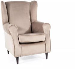 SIGNAL MEBLE Baron Velvet Füles Fotel Bársony Sötétbézs Wenge Lábakkal (SIG-BARONV40)