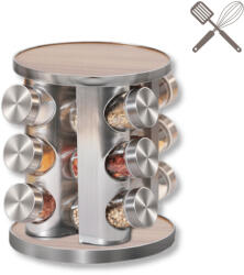  Forgatható fűszertartó, kör, 12 db-os - Fa (B88-12A)