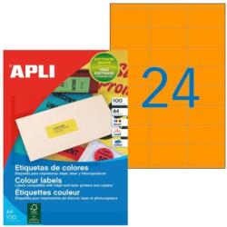 APLI Színes címkék 70x35 mm APLI A4 100 lap fluo narancssárga