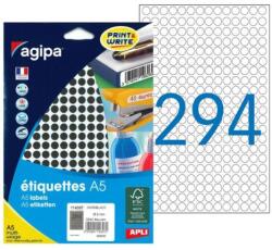 agipa A5 kerek címkék 8 mm-es fekete