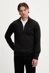 Tommy Hilfiger pamut pulóver könnyű, fekete, félgarbó nyakú, DM0DM21654 - fekete XXL