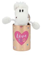  Top model Kicsi ló plüss kulcstartó fém hengerben fehér love you (150468) (150468)