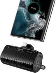 VEGER PlugOn Powerbank - fekete powerbank beépített Type-C (USB-C) csatlakozóval, kitámasztóval