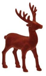  Dekoráció szarvas flokkolt álló műanyag 13, 5x21cm rozsdabarna (288537)