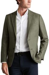 Charles Tyrwhitt Wool Texture Twill Jacket - Moss Green - Slim fit | 46 | Standard