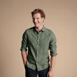 Charles Tyrwhitt Pure Linen Shirt - Olive - Slim fit | XL